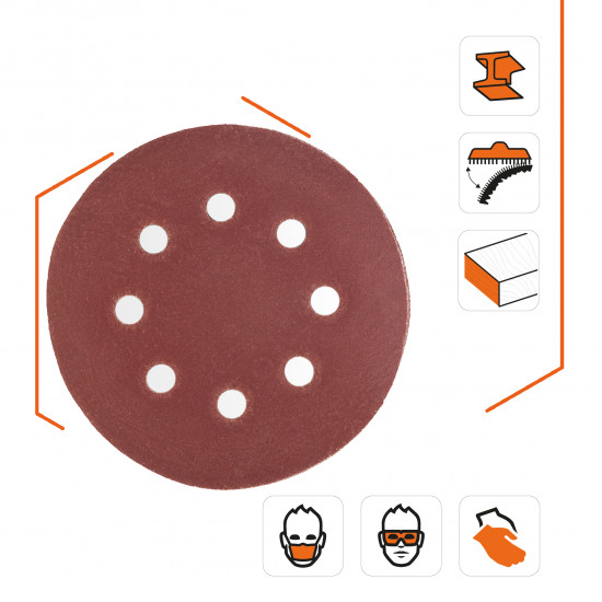 Шліфувальний круг Polax на липучці самозачіпній 125 мм, К600, з отворами (54-224)