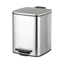 Відро для сміття з плавним закриттям квадратне Zerix Kubix-TC0106 SS Color 6л колір нержавійка (ZX5