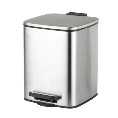 Відро для сміття з плавним закриттям квадратне Zerix Kubix-TC0106 SS Color 6л колір нержавійка (ZX5