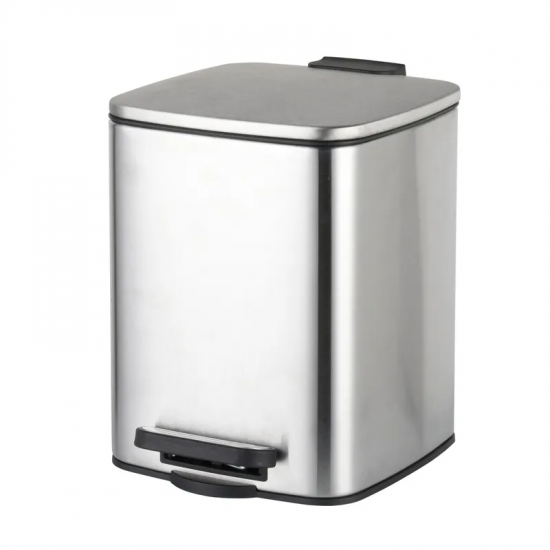 Відро для сміття з плавним закриттям квадратне Zerix Kubix-TC0106 SS Color 6л колір нержавійка (ZX5