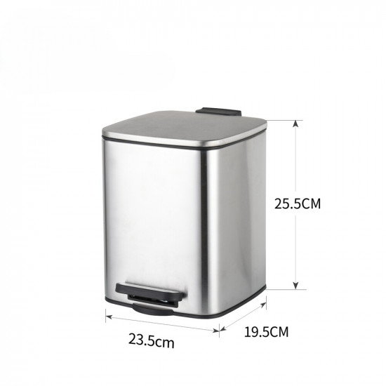 Відро для сміття з плавним закриттям квадратне Zerix Kubix-TC0106 SS Color 6л колір нержавійка (ZX5