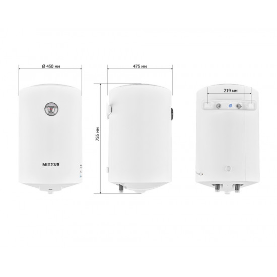 Водонагрівач "Циліндр" MIXXUS EWH-07080 ROUND WET накопичувальний 80 л, мокрий тен 1,5 kW (WH0602)