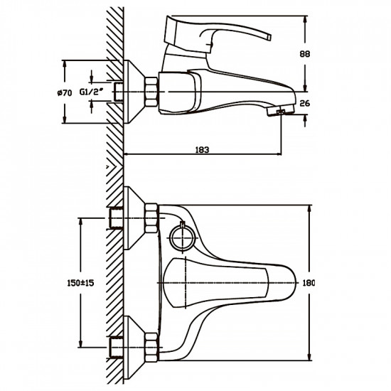 Змішувач для ванни Haiba Focus 009 матовий (HB0125)