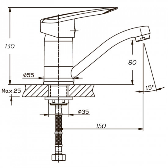 Змішувач для умивальника Haiba Disk 555 (вилив 15 см) (HB0058) Змішувач для умивальника Haiba Disk 555 (вилив 15 см) (HB0058)