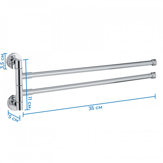Держатель для полотенец с 2 поворотными планками Zerix LR112 (LL1486)