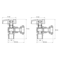 Комплект кранів для підключення газового котла Koer KR.1322 кутовий (1/2"x2шт, 3/4x2шт) (KR3126)