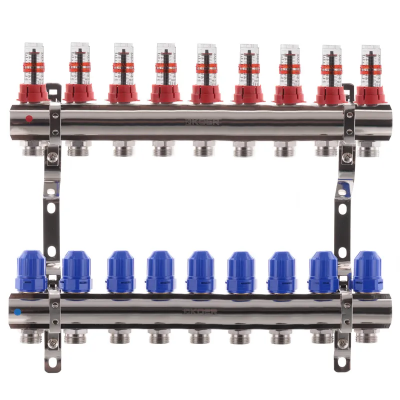 Коллекторный блок с расходомерами Koer KR.1110-09 1"x9 ways (KR2646)