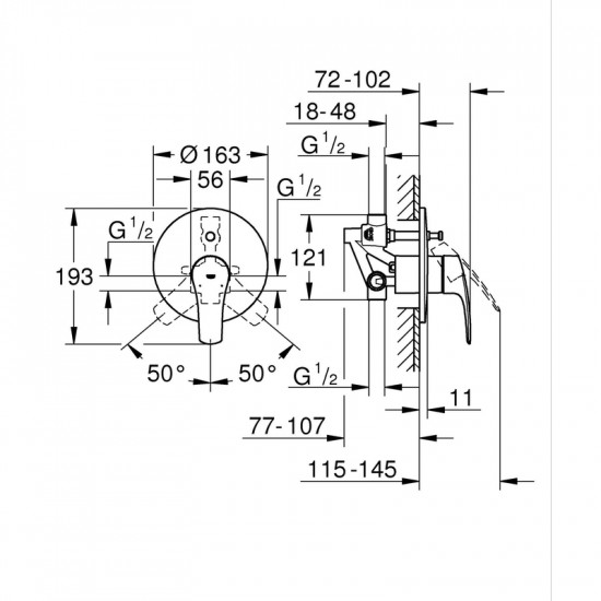 Прихована душова система Grohe Eurosmart New Tempesta 200 (UA25183003)