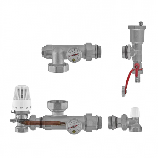 Смешивательный узел для коллекторов Nolf NF.2005 - 3/4" с левым подключением, без насоса, угловой (NF