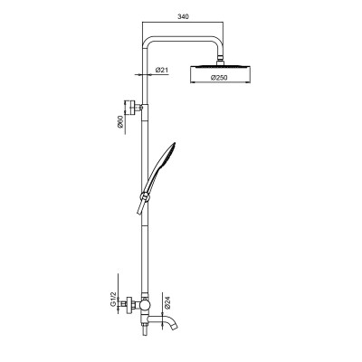 Душова колона з термостатичним змішувачем Koer KI-57018-02 3 функції, з нерж.сталі SUS304 (Колір не