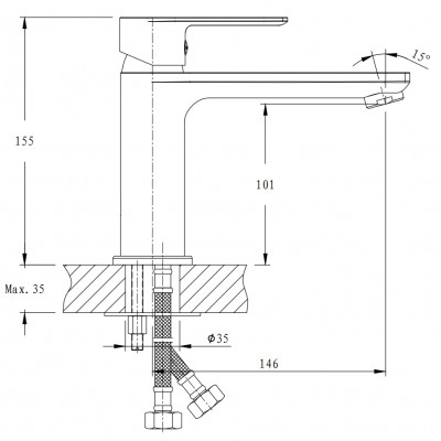 Змішувач для умивальника Haiba Alex 001 з подовженим виливом (HB0880)