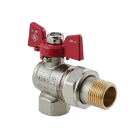 Кран шаровый с американкой Nolf classic NFC.941-06-1/2" FM угловой, ГШМ ручка "бабочка" красная (N