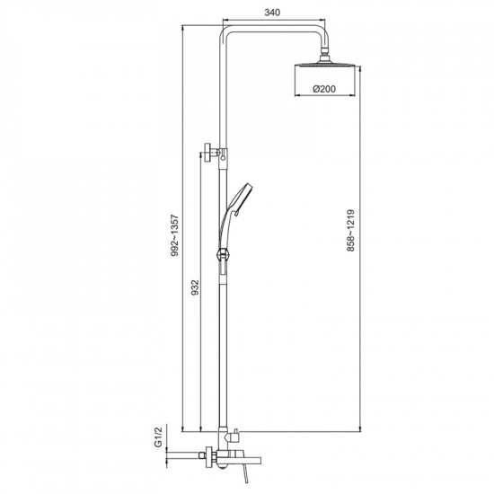 Душова колона зі змішувачем Koer KI-56016-02 (з нерж. сталі) (Колір нерж) (KR4791)