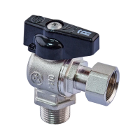 Кран шаровой угловой Н/Г Roho R116-050B -1/2"х1/2" ВЗ, ручка "бабочка" черная (RO0236)