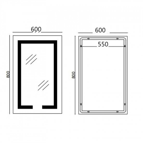 Дзеркало Mixxus HARD MR06-60x80-CASE з LED Touch, Anti-fog, димером, регулюванням яскравості, годин