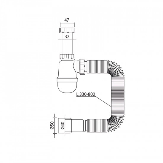 Сифон для умивальника Mixxus SU-04-A 1 1/4"x32 без випуску 32*40/50 (MI8181)