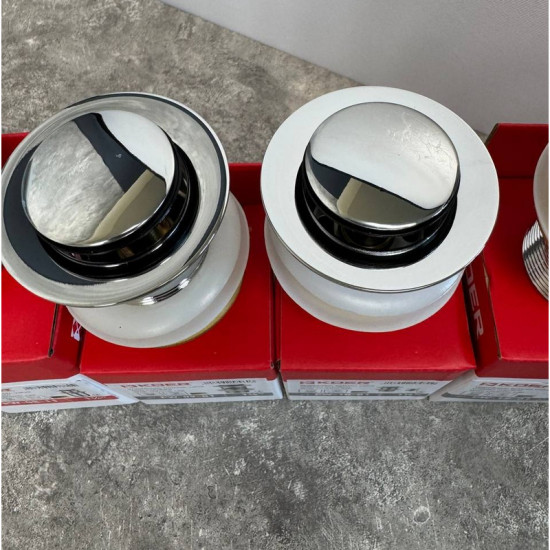 Донний клапан для раковини Koer PW-09-01 1 1/4'' з переливом автоматичний СLICK-СLACK (Колір хром)