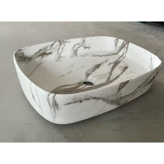 Раковина накладная Mixxus Premium BEVEL-0102 MARBLE 495х370х135mm (MP6519)