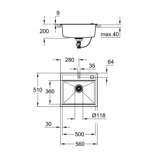 Композитная мойка для кухни Grohe K700 (31651AP0)