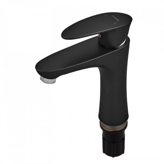 Змішувач для умивальника Plamix Cezar-001 SET Matte black (з підведенням) (PM0662)