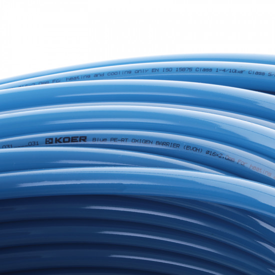 Труба для теплої підлоги з кисневим бар'єром Koer PERT EVOH 16*2,0 (Blue) (200 м) (KR3090)