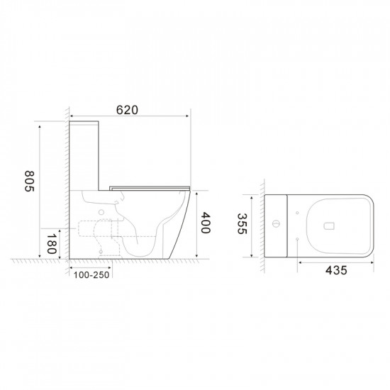 Унітаз-компакт Mixxus QUADRO-0404-T1 660х360х820mm, система змиву TORNADO 1.0 (MI6688)