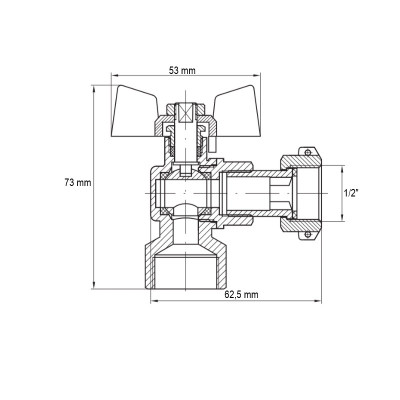 Кран кутовий з накидною гайкою Koer KR.223 - 1/2" ГГБ (KR4773)