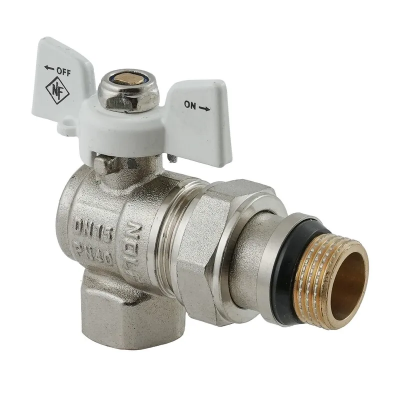 Кран кульовий з американкою Nolf classic NFC.983-06-1/2" FM ГШМ WHITE кутовий "антипротікання" (NF3