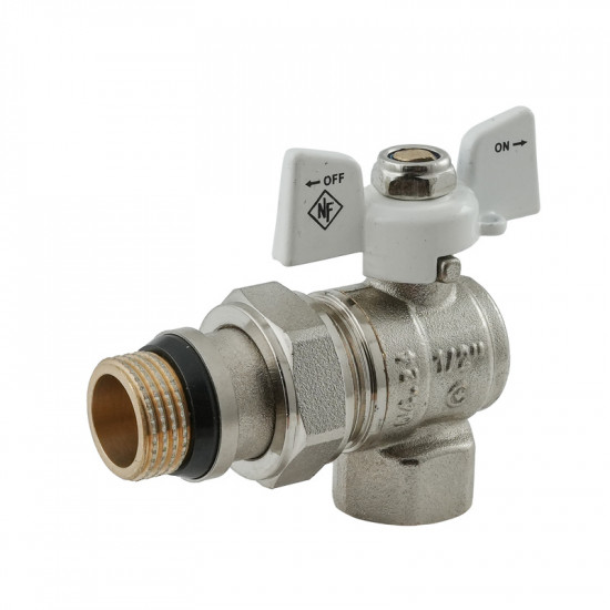 Кран кульовий з американкою Nolf classic NFC.983-06-1/2" FM ГШМ WHITE кутовий "антипротікання" (NF3