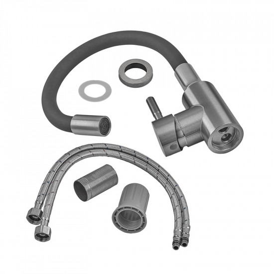 Смеситель для кухни Armata SUS-011 Refl.Gray с силиконовым изливом (излив серый) (CH6481)