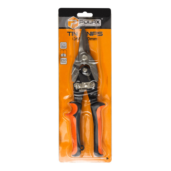 Ножиці по металу Polax 250 мм прямі Cr-V (25-001)