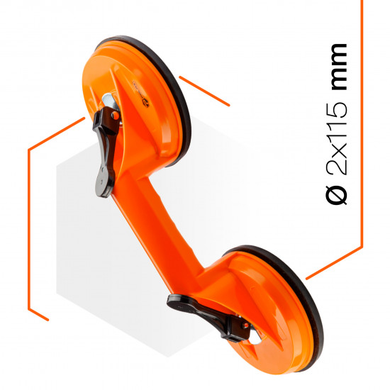 Тримач-присоска для скла та плитки Polax подвійна ⌀2х115мм, max 70 кг (37-187)