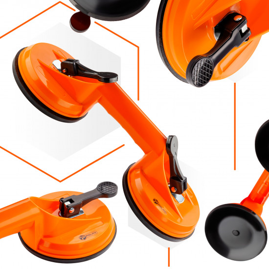 Тримач-присоска для скла та плитки Polax подвійна ⌀2х115мм, max 70 кг (37-187)