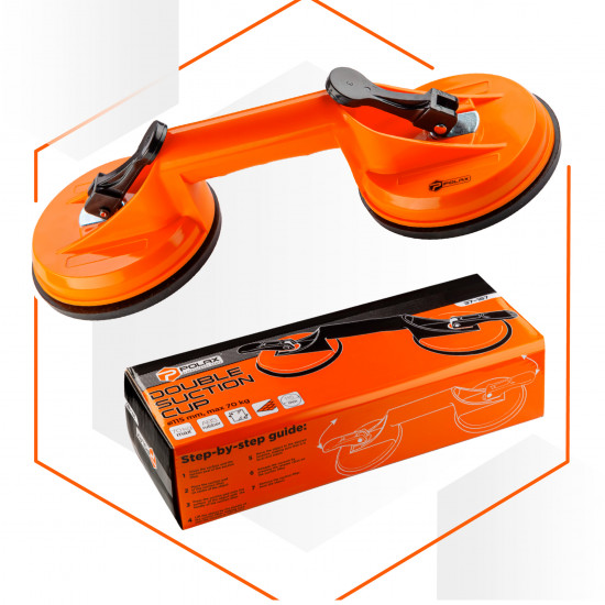 Тримач-присоска для скла та плитки Polax подвійна ⌀2х115мм, max 70 кг (37-187)