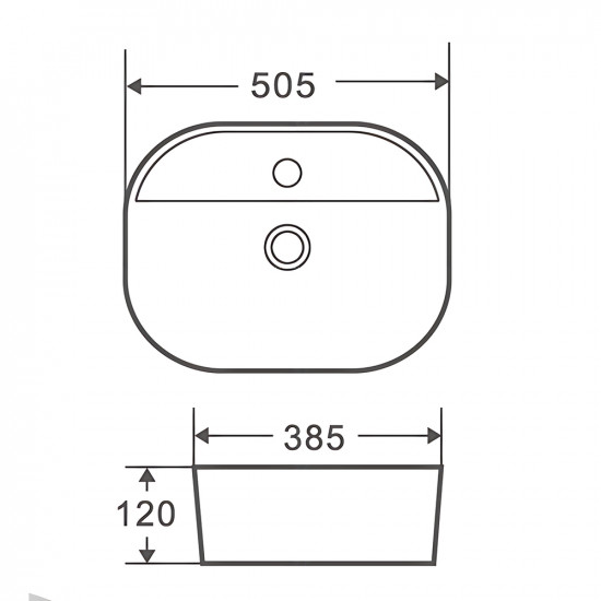Раковина накладна Mixxus Premium ELLIPSE-0203 510х375х120mm з отвором під змішувач (MP6678)