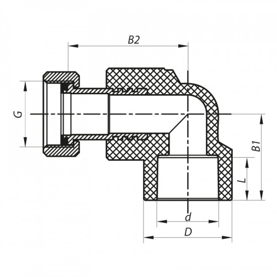 Угол с накидной гайкой 20x1/2F PPR Koer K0144.PRO (KP0182)