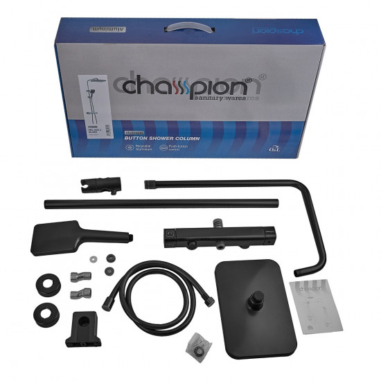 Душова колона зі змішувачем з алюмінію Champion PBC-009-J BLACK, 3 режими (CH6546)