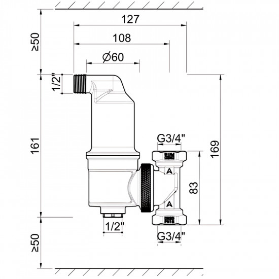Сепаратор повітря Koer KR.1276-20 - 3/4" універсальний (латунний) (KR5853)