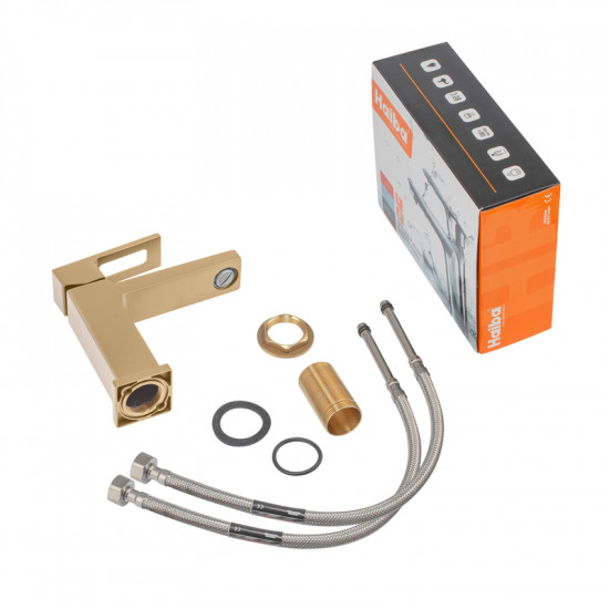 Змішувач для умивальника Haiba KANT 001 BRUSHED GOLD (HB9605)