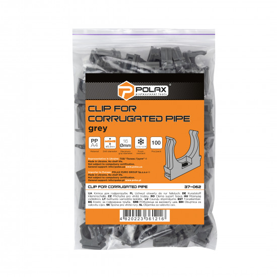 Кліпса для гофри Polax 16 мм 100 шт. (37-062) Кліпса для гофри Polax 16 мм 100 шт. (37-062)