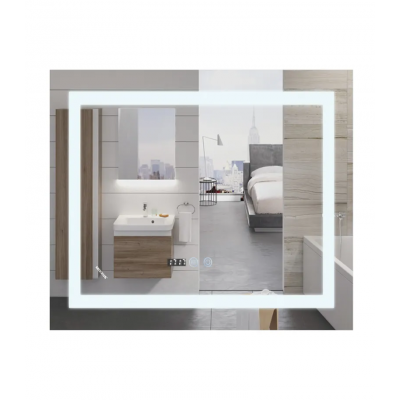 Зеркало Mixxus WARM MR02-80x80 с LED Touch, Anti-fog, диммером, регулировкой яркости, часами