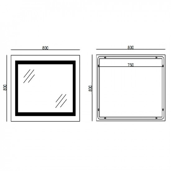 Дзеркало Mixxus WARM MR02-80x80 з LED Touch, Anti-fog, димером, регулюванням яскравості, годинником