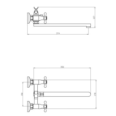 Змішувач для ванни Mixxus Mauro 140-A (Euro) (MI6257)