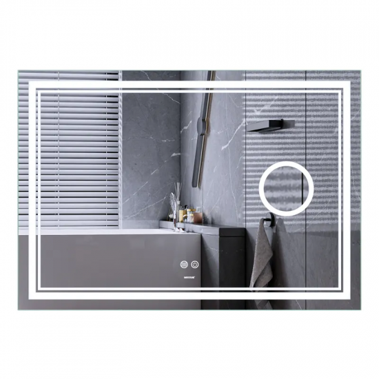 Зеркало Mixxus Premium QUADRO MR20-120x80 (LED Touch, Anti-fog, димер, линза) (MP6624)