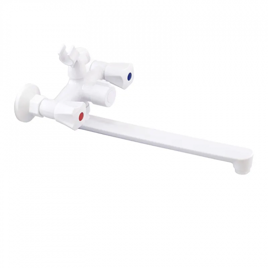 Змішувач для ванни Plamix Omega-140 Euro White (без шланга та лійки) (PM0648)