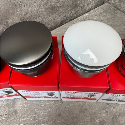 Донний клапан для умивальника Koer PW-01-11 1 1/4'' (кнопка) (Біла керамічна накладка) (KR3405)