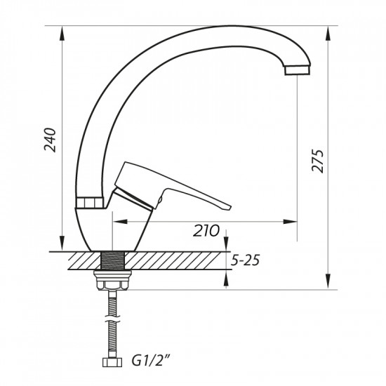 Змішувач для кухні Zerix PUD4 045 (ZX2994)