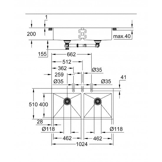 Мийка для кухні із нержавіючої сталі Grohe K800 (31585SD1)