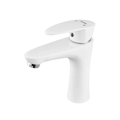 Змішувач для умивальника Plamix Cezar-001 SET White  (з підведенням) (PM0661)