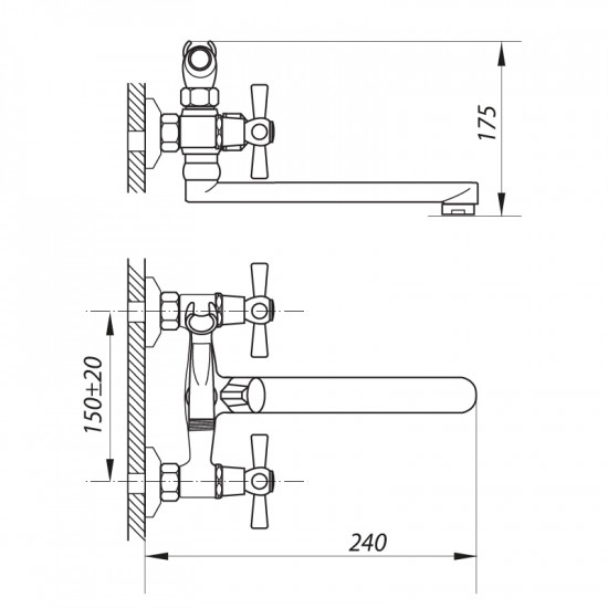 Змішувач для ванни Zerix DMT-3-B 722 (ZX2939)